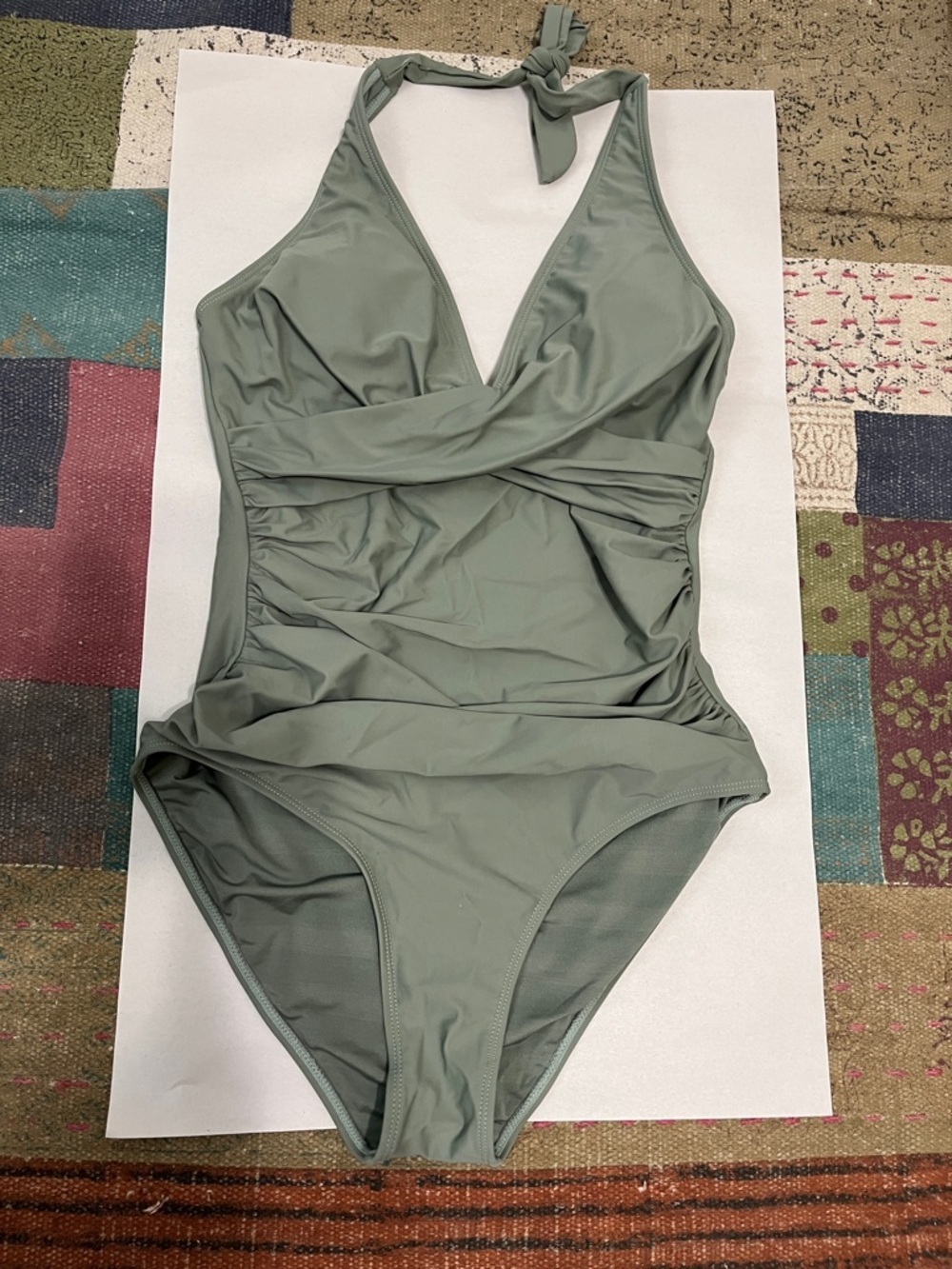 Cocopear Halter Side Ruched One Piece Swimsuit Size Large